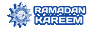 a blue logo for ramadan kareem with a star in the middle