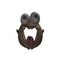 a cartoon character with a huge mouth and big eyes