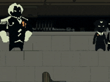 a pixel art drawing of a man with the letter w on his shirt