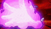 a cartoon character is surrounded by a purple and pink cloud