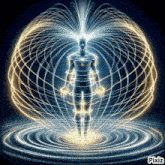 a man is surrounded by a glowing sphere with pixiz written on the bottom right
