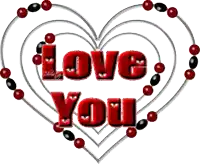 a heart with the words love you written in red