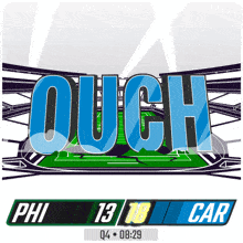 the word ouch is on a white background