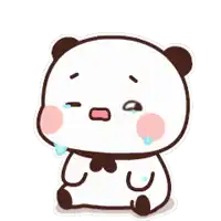 a cartoon panda bear is crying with tears coming out of his eyes .