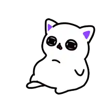 a drawing of a cat with purple ears