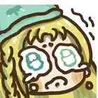 a cartoon drawing of a girl with a hat and glasses