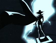 a silhouette of a person standing in front of a lightning bolt with the words " this is sample " below them