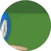 a blue yellow and green circle with a white border