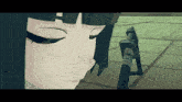 a close up of a person 's face with a gun behind her