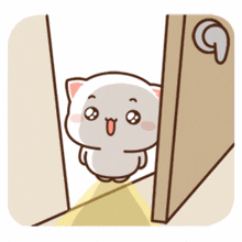 a cartoon of a cat standing in a doorway