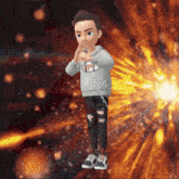 a cartoon character with a sweatshirt that says supreme on it
