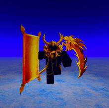 a video game character with wings and a banner