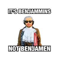 a man in a costume with the words it 's benjamins not benjamin on the bottom