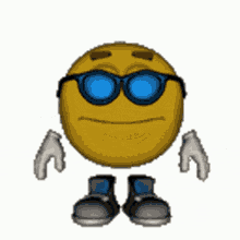 a smiley face wearing sunglasses is giving a thumbs up .