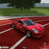 a red sports car on a track with a random config button on the bottom