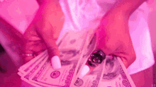 money pink counting cash dollar