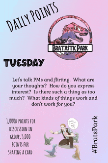 a poster that says daily points and tuesday