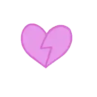 a pink broken heart with a lightning bolt coming out of it