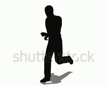 a silhouette of a man running with the word shutterstock written below him