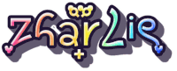 a logo for zharlie with hearts and a plus sign