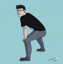 a drawing of a man kneeling down with the words zip cut written on the bottom