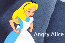 a cartoon of alice from alice in wonderland is angry