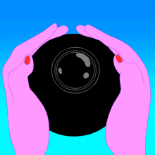 a woman 's face is visible through a hole in a black object that says late