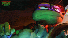 a painting of a teenage mutant ninja turtle wearing glasses and giving the middle finger