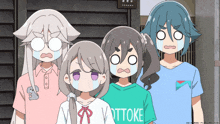 a group of cartoon characters with one wearing a t-shirt that says ottoke