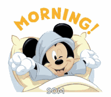 mickey mouse good morning morning wake up stretch