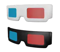 a pair of 3d glasses with red and blue lenses on a white background