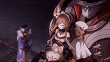 a girl in a maid outfit is sitting next to a man in a suit