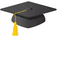 a graduation cap with a tassel and glasses with the letter p on them
