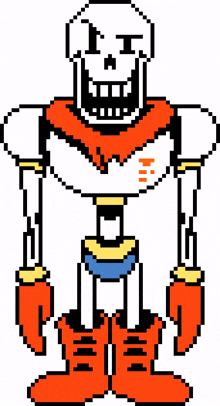 pixel art front facing cool standing skeleton