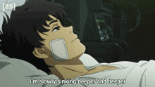 a cartoon of a man laying in a hospital bed with the words i 'm slowly sinking deeper and deeper