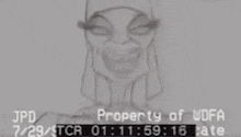 a drawing of a man with the words property of wdfa written below it