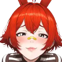 a close up of a girl with red hair and a bandage on her nose