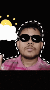 a man wearing sunglasses giving the middle finger