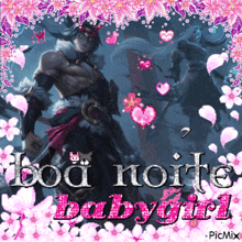 a picture of a man with the words boa noite babygirl on it