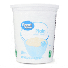 a container of great value plain nonfat yogurt with 80 calories per serving