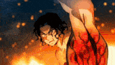 a cartoon of a man with a bloody arm