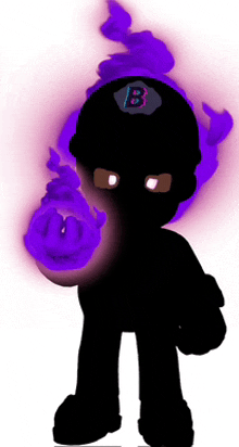 a silhouette of a person with the letter b on his head