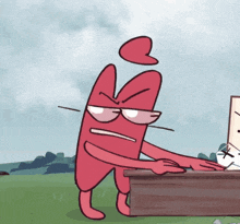a cartoon character with a heart on his head