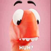 a cartoon character with a big mouth and big eyes is asking the question huh