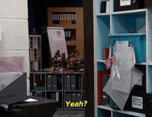 a shelf with binders and a sign that says ' assorted sketches ' on it