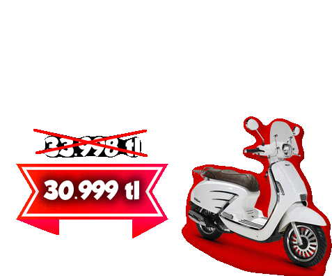 a white scooter with a red banner that says 30.999 tl next to it