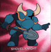 a cartoon of a shovel knight with horns