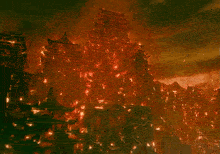 a castle is on fire with a lot of flames