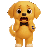 a cartoon dog with a bow tie and a blue star on his arm