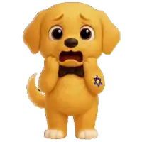 a cartoon dog with a bow tie and a blue star on his arm